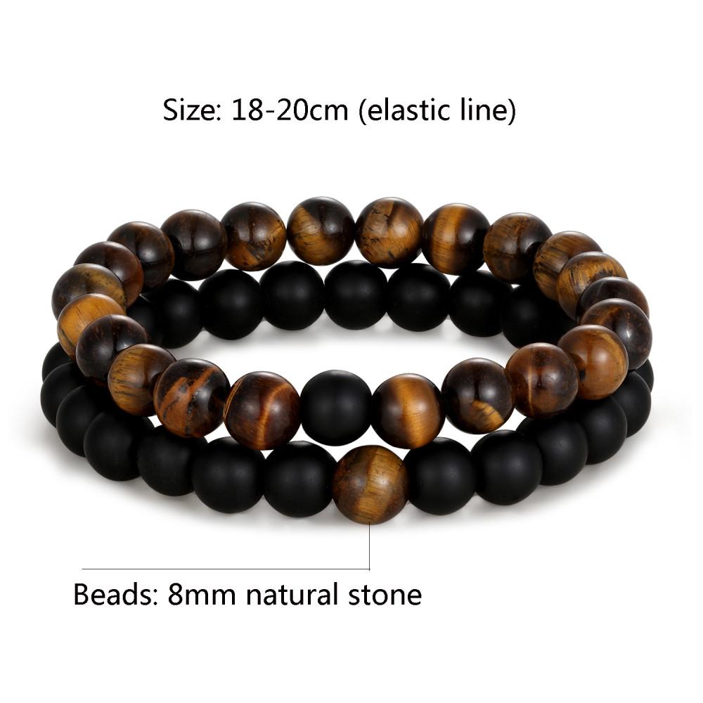 2pcs/set Distance Bracelet Crown Beads Charm Natural Stone Bracelets for Women Men Couples friendship bracelets Jewelry Gifts
