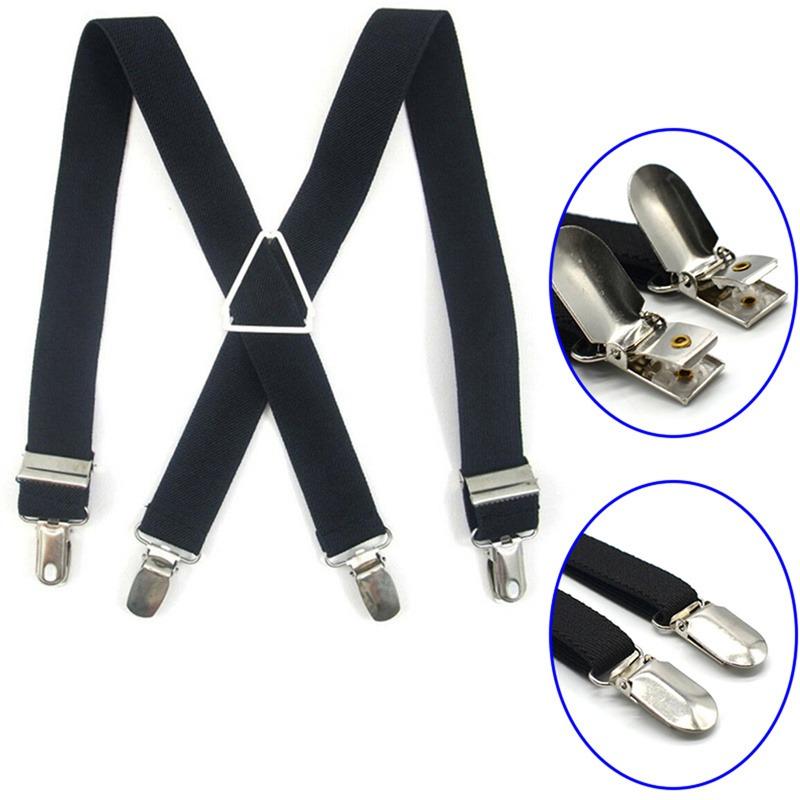 Heavy Duty Y-Back Suspenders Adjustable Elastic Straps Strong Clips Hiking Back Braces Men Women Outdoor Sport Camp Travel Brace