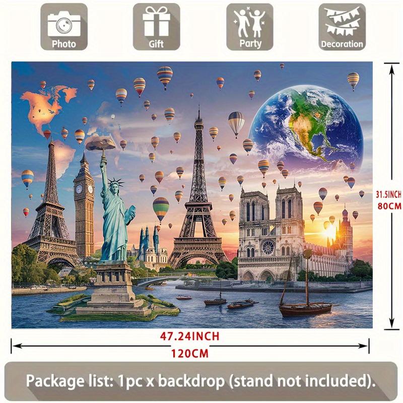 2D plane global travel photo background world map decorative background photo props polyester banner decoration