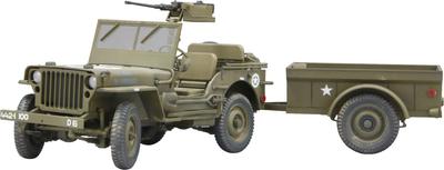 Fine Molds 1/20 Scale American 1/4-Ton 4x4 Truck (with Trailer and Machine Gun) Plastic Model 82002 (Combat Vehicle)