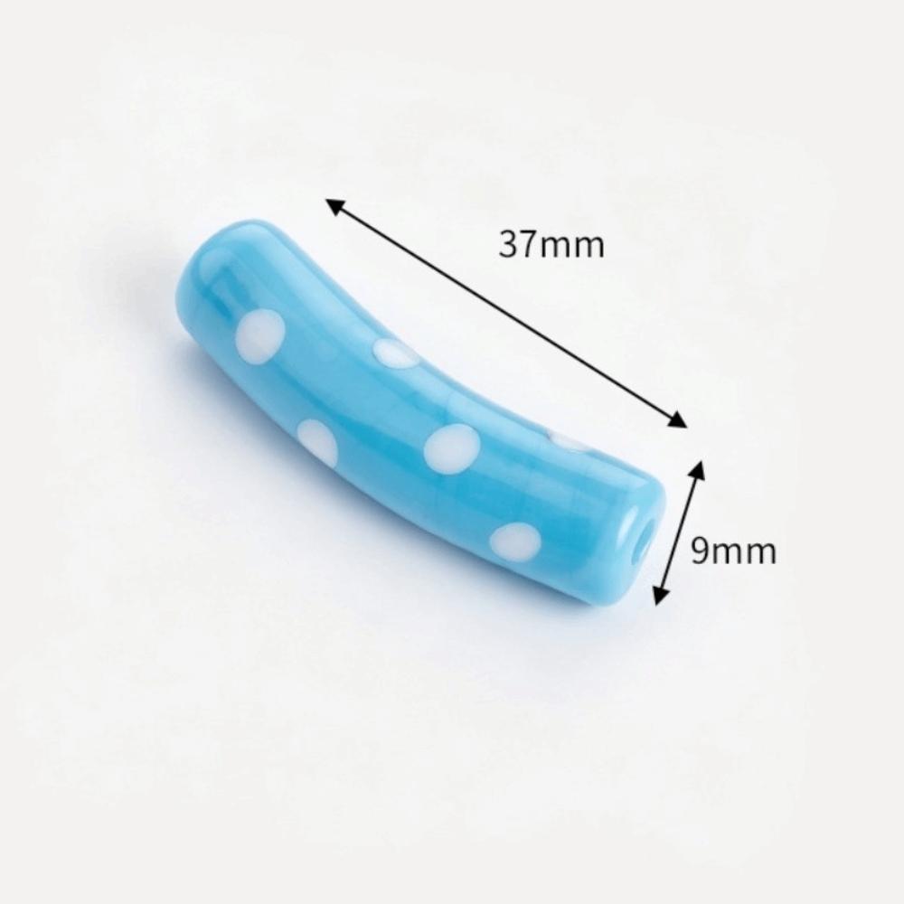 With Hole Curved Glass Beads 37 Styles Polka Dot Beads Lampwork Beads for 20pcs Diy Jewelry Making