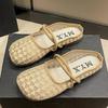 Summer Korean Style Flat Mesh Lace-Up Closed-Toe Slippers, Heelless Shallow Mouth Sandals for Women, Perfect for Outdoor Wear