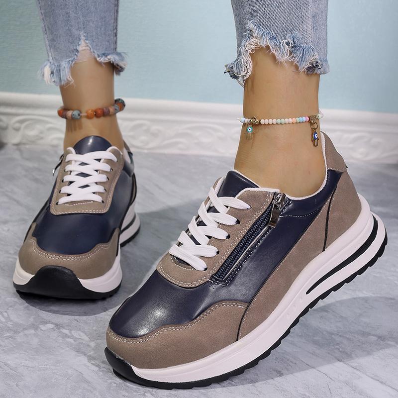 Fashion Fashion Women Sneakers Lace Up Comfortable Women Shoes 2025 Zipper Decor Platform Sneakers Woman Non Slip Plus Size Sports Shoes