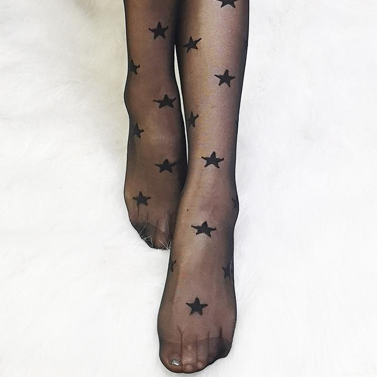 Spring and Summer Jacquard Pantyhose Sexy Breathable Women Star Printed Stockings