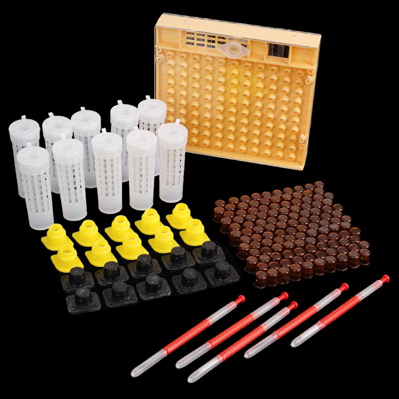 1Set Apiculture Kit Nicot Queen Bee Rearing Plastic Graft Larva Pen Hair Roller Cage Cell Protection Beekeeping Tool Supplies