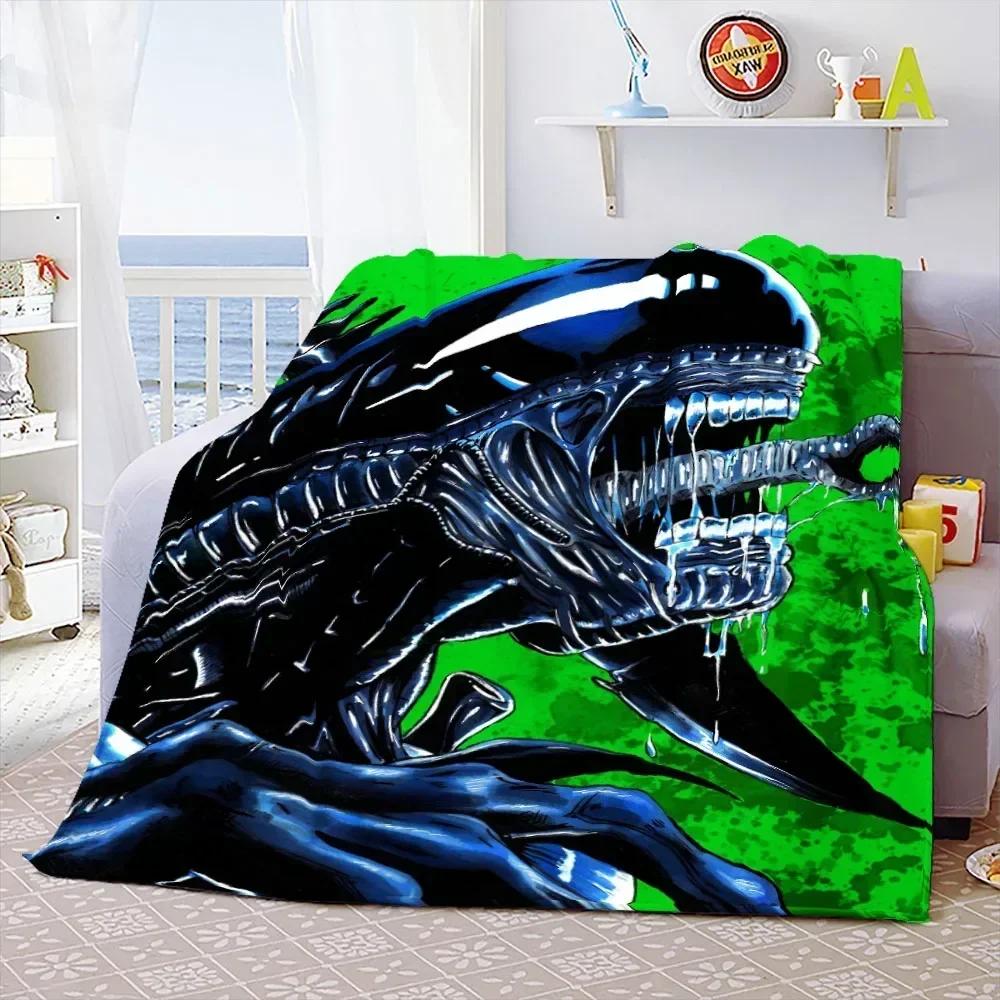 Weiche Überwurfdecke aus dem Film „Aliens“, Weltraummonster, bedruckt, Tagesdecke, Sofa-Couch-Bezüge, Reise-Camping-Decke, Geschenk für Kinder und Erwachsene