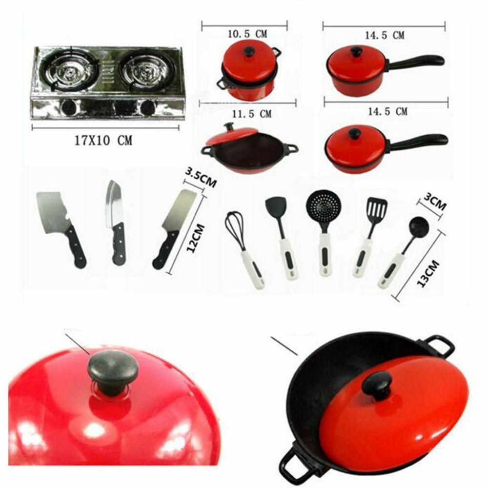 Delightful 13pcs Kid Play House Toy Kitchen Utensils Cooking Pots And Pans Set