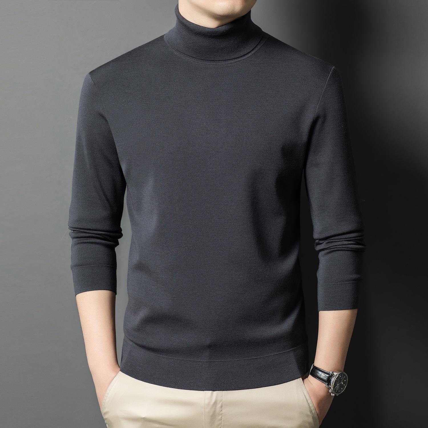 

2025 Winter Fashion: Men s Fine Australian Wool High-Neck Sweater - Thick, Casual Style for All Ages M