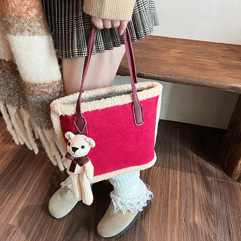 Portable Bucket Bag Women's 20253 Autumn and Winter New Plush Suede Tote Bag Large Capacity Matte Suede