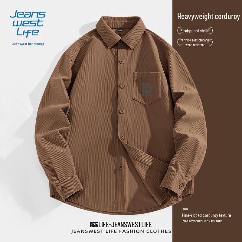 Мужская ретро вельветовая рубашка-куртка с длинным рукавом Jeanswest XXL