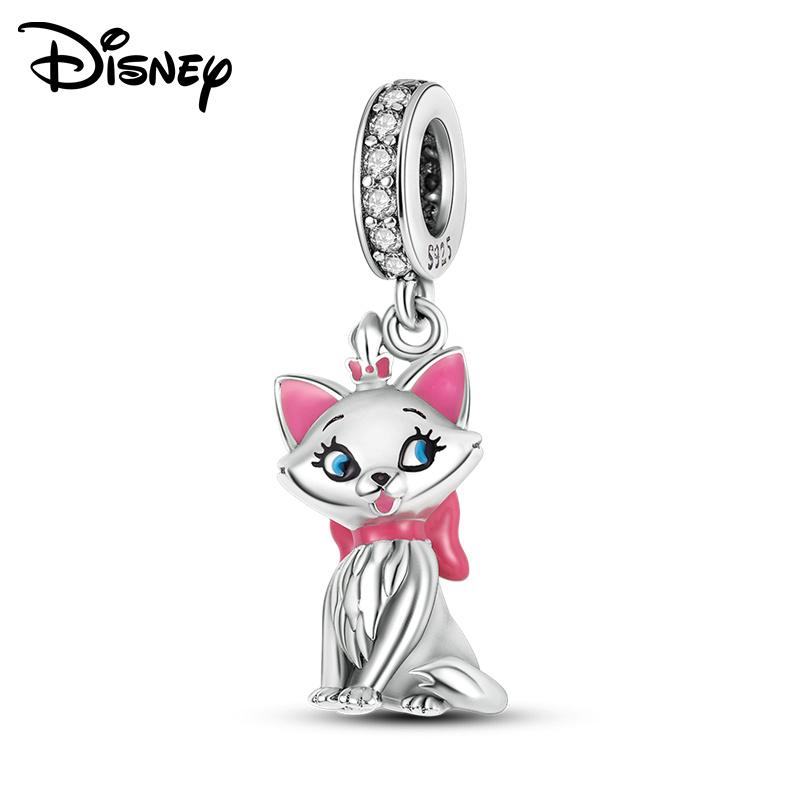 Disney 925 Silver Mickey and Flower Fairy Pendant Beads Suitable for Girls To DIY Original Bracelets Fashion Gifts