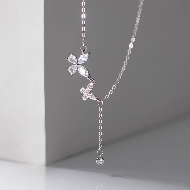 S925 Sterling Silver Butterfly Tassel Necklace, Women's Elegant Clavicle Chain, Unique High-End Fashion Design