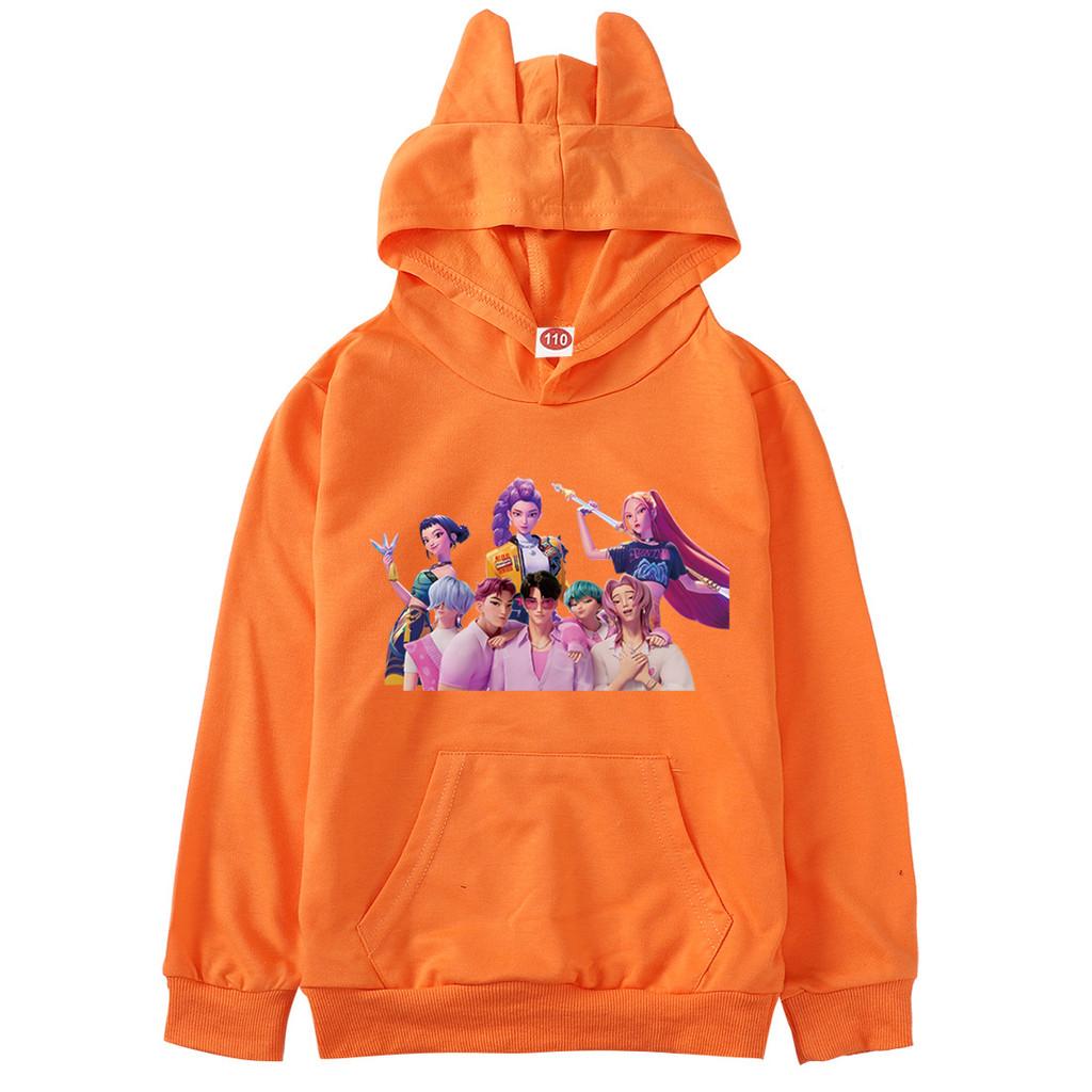 Kinder Mädchen Anime Cartoon K-Pop Rumi Zoey Mira Bedruckte Katzenohr Lässige Langarm Kapuzenpullover