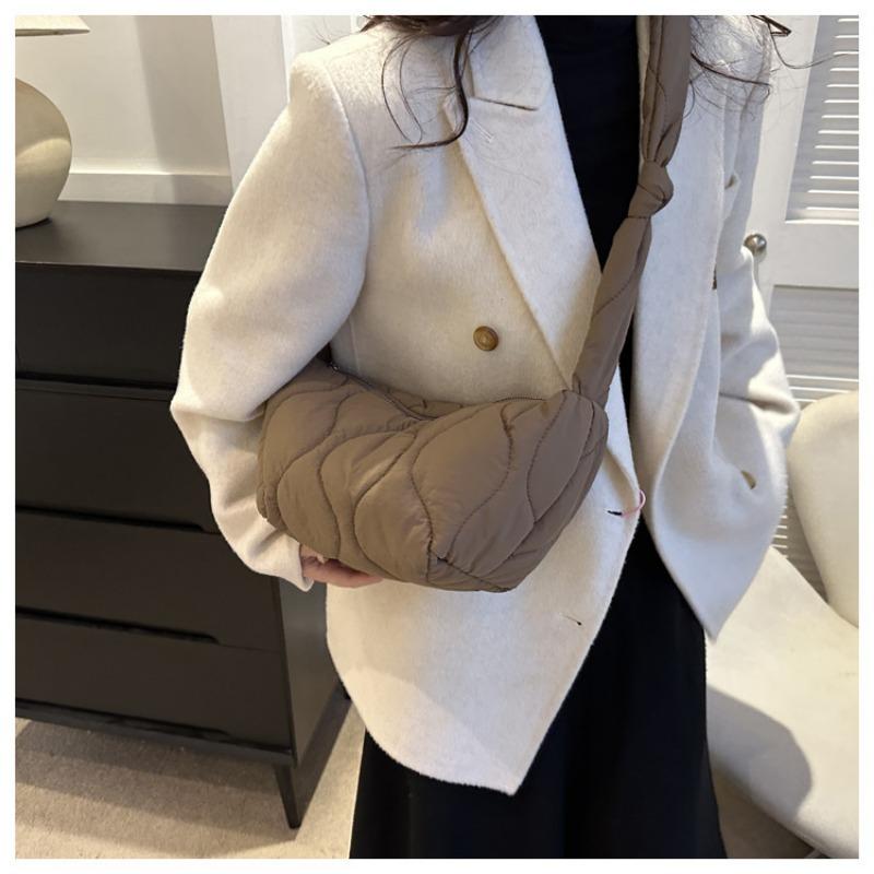 Fashion Down Bag Spring New Oxford Fabric Quilted Dumpling Bag Solid Color Shoulder Bag Crossbody Bag Women