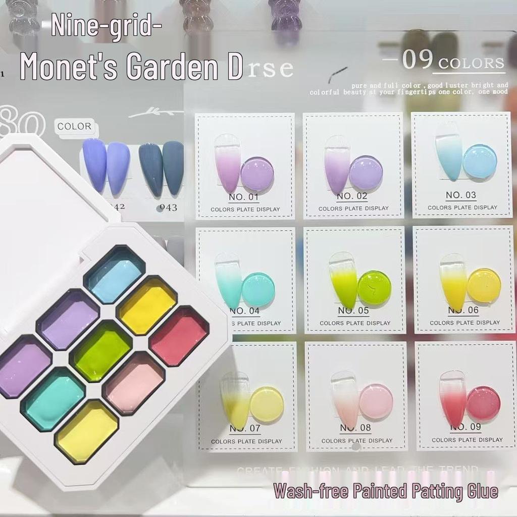 Nine-Grid Gradient Macaron Blush Nail Polish - High Saturation, Free Edge, Special Nail Art Paint.