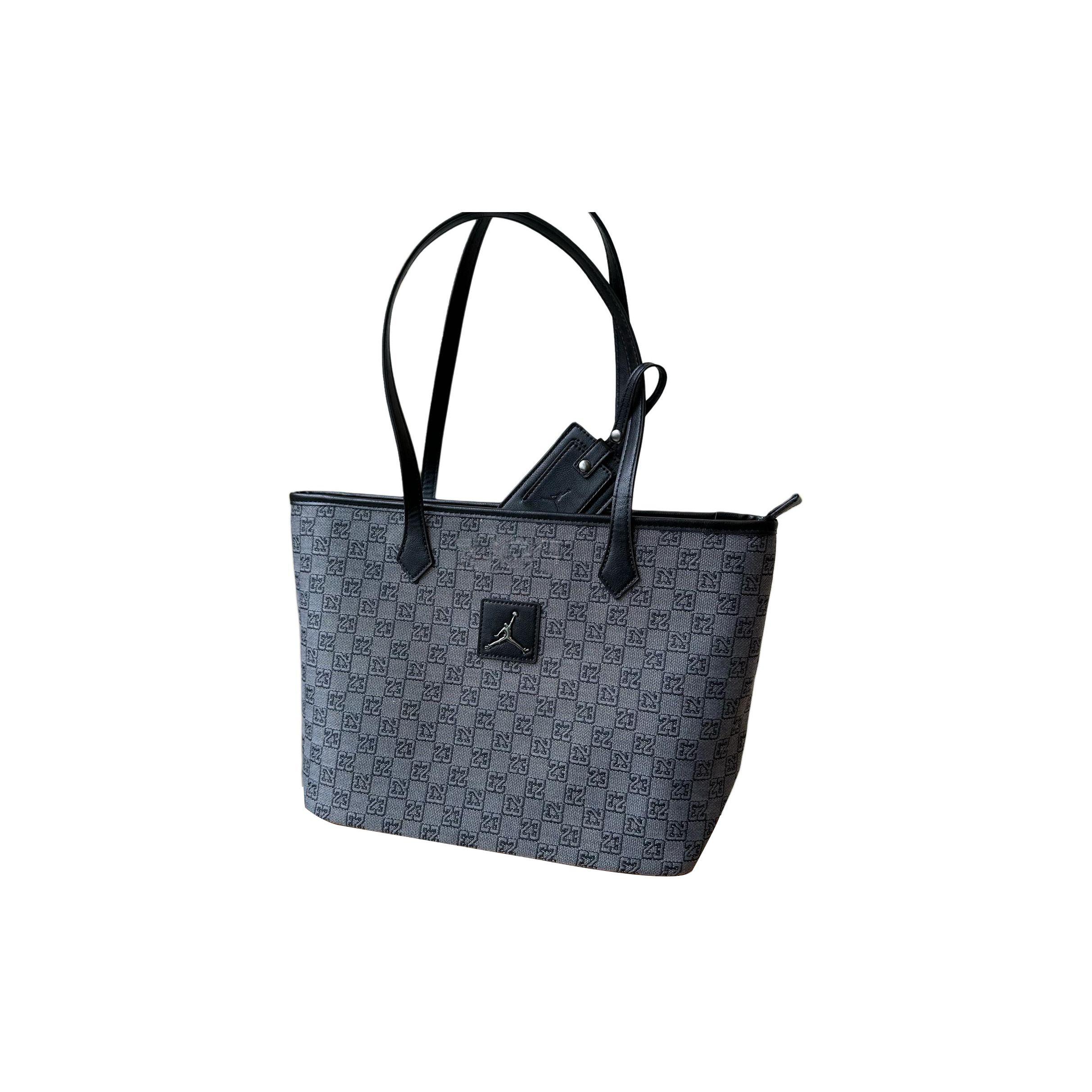 

Jordan Fashion Casual Zipper Tote Bag Shopping Bag Unisex Tote Bags Black Gray JD2423018AD002 Black & Gray