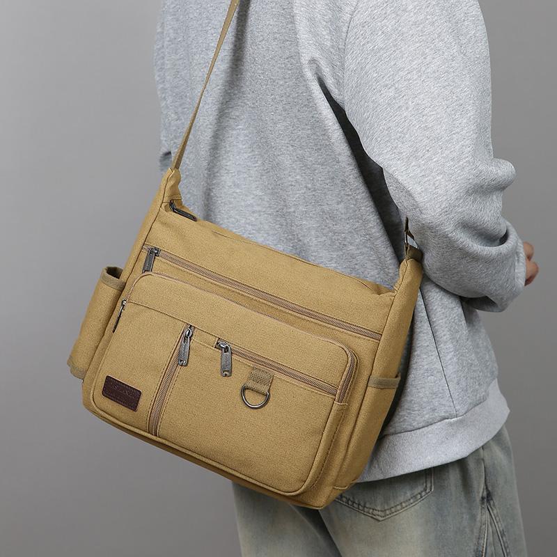 Bolsa Transversal de Lona Vintage para Homens - Bolsa de Ombro Estilosa Tote Mensageiro (Portátil Durável para Viagem e Uso Diário)
