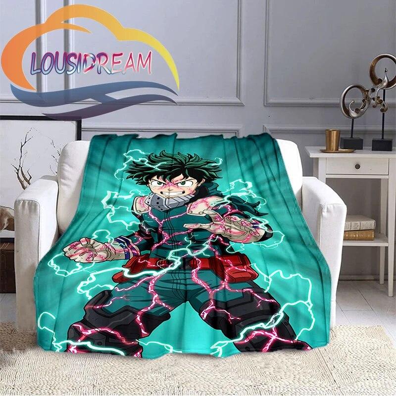Cartoon My Hero Academia Fleece-teppe, All Over Print, Gaver til ham/hennes mønsterteppe