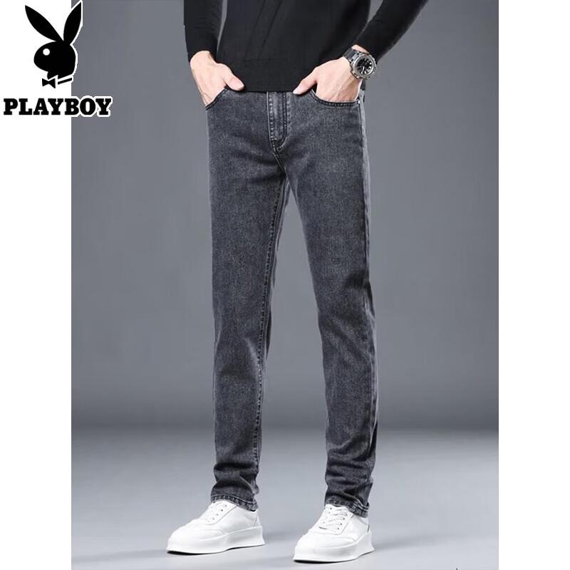 PLAYBOY Men's Business Casual Straight Fit Stretchy Jeans