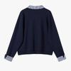 Women's Striped Lapel Faux Two-Piece Sweatshirt