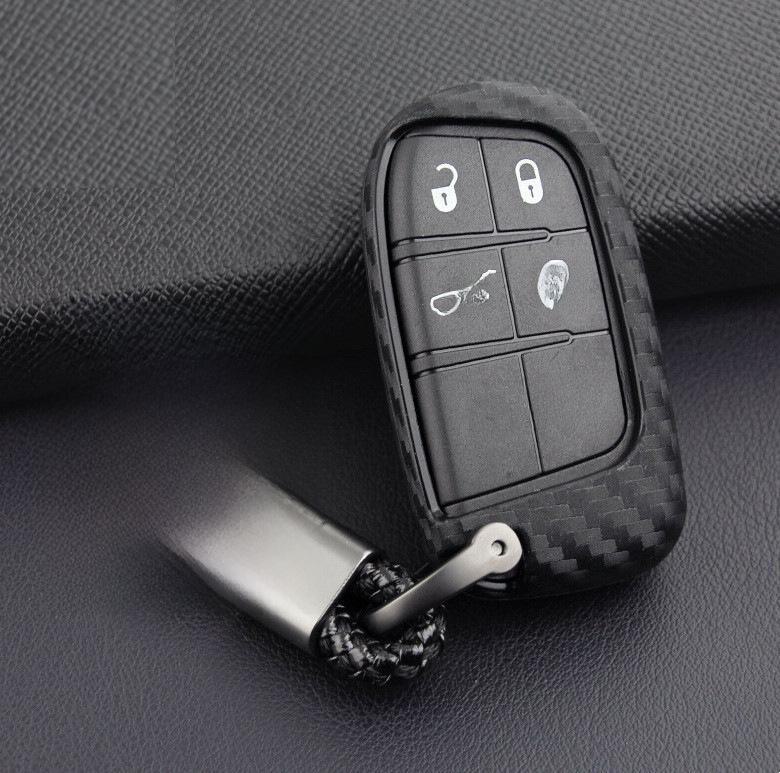 Carbon Fiber Silicone Remote Control Protective Cover for Jeep, Dodge, Chrysler, Fiat Key.