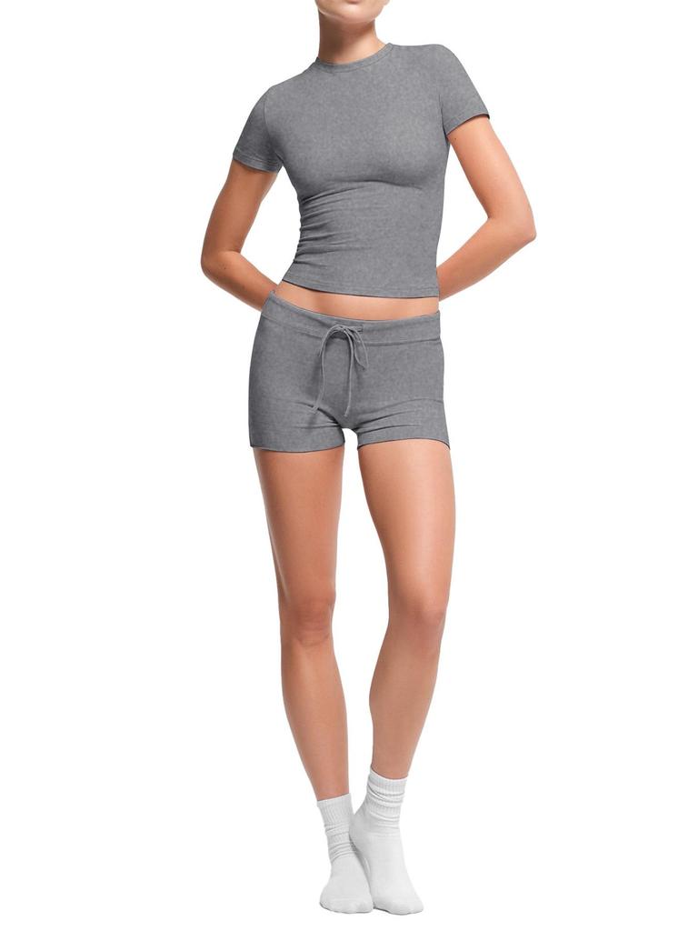New European & American Women's Slim Fit Round Neck Short-Sleeve T-shirt Set