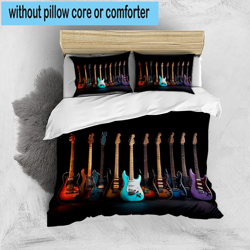 Guitar Collection Diversity 3pcs Bedding,Including 1pc Duvet Cover And 2pcs Pillowcases Perfect for Christmas,Ideal for Bedroom, Dormitory