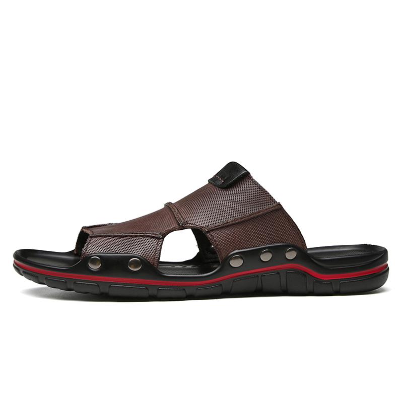 Summer Leather Slides Flat For Men Slippers Casual Black Palm Slide Slipper Outdoor Newest 2022 Men'S Beach Shoes Big Size 47