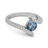 London Blue Topaz Contemporary Pave Bypass Ring - 925 Sterling Silver
