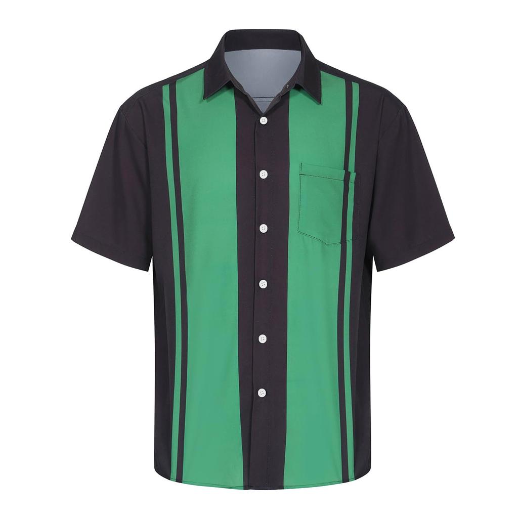 Hawaii-Hemd für Herren, Herren-Bowling-Hemden im Vintage-Stil, kurzärmelig, Sommer-Strandhemd
