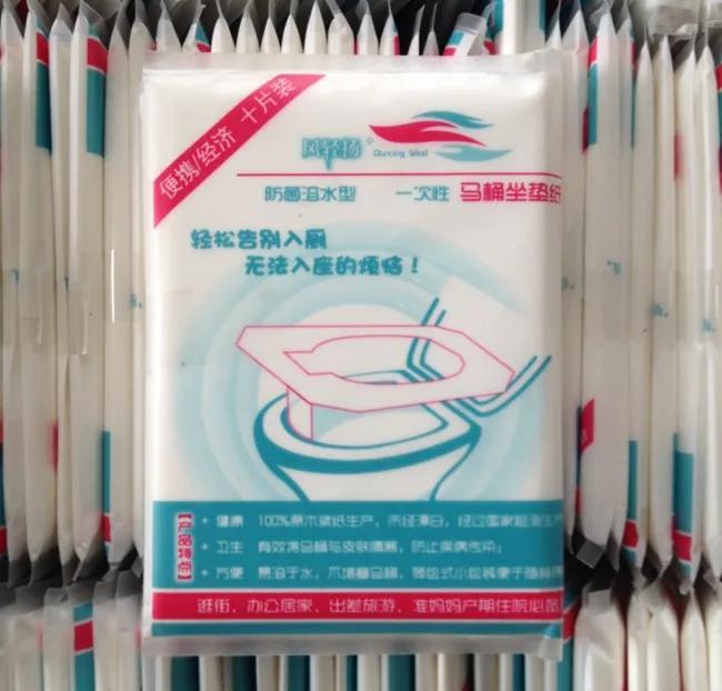 5 Paket = 50 adet Tek Kullanımlık Kağıt Klozet Kapağı Koruyucu Kamp Seyahat Hijyenik Tuvalet Matı Pedi Taşınabilir Banyo Malzemeleri Seti