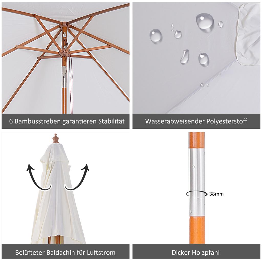 Foldable garden parasol, rectangular beach umbrella, water-repellent and UV-resistant for beach, balcony, terrace and garden