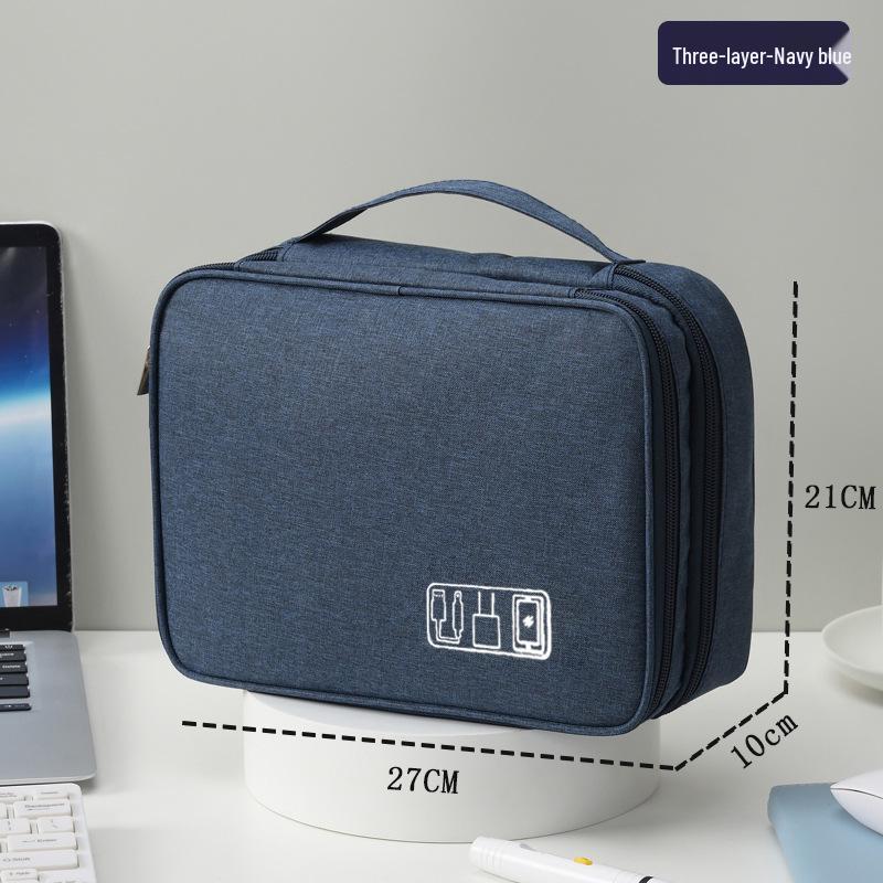 Triple-Layer Shockproof Portable Organizer for Cables, Earphones, Power Banks & Hard Drives