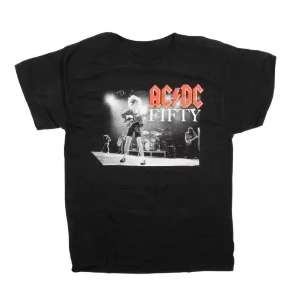 Hot New Trendy ACDC 2025 Men's Summer Graphic Print T-shirt Man Woman Short Sleeved Luxury Tees Clothing Loose Cotton Soft Tops