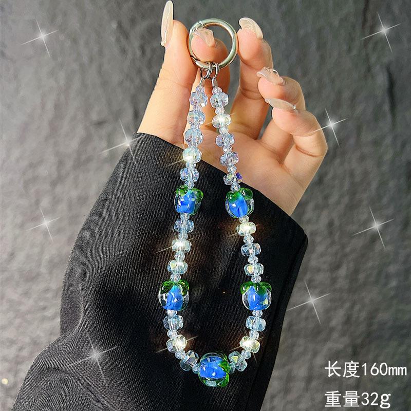 New Persimmon Ruyi Phone Chain New Chinese Style Glass Crystal Phone Chain Wrist Bag Keychain Pendant