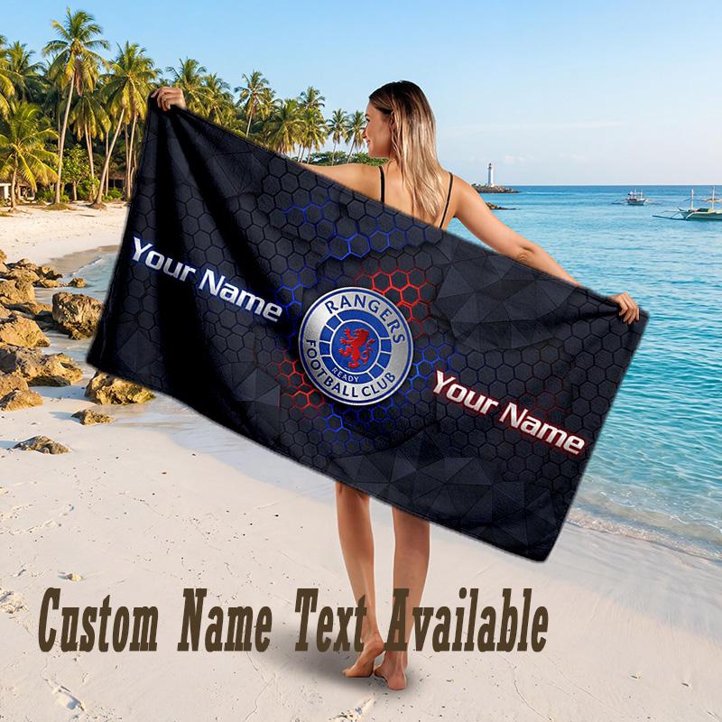 Rangers FC Design Beach Towel Custom Text Large Towel for Beach Vacation