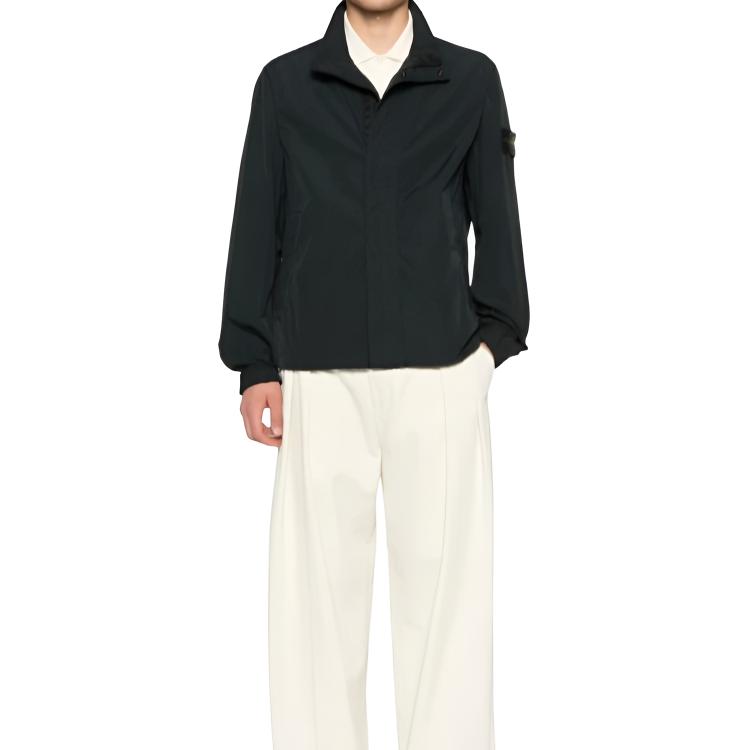 Stone Island Badge Solid Color Stand Collar Zip Long Sleeve Jacket Men jackets L1S154100033S0026-V0029