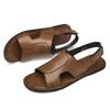 Men's Leather Open-Toe Sandals Big Size 38-48 Lightweight Arch Support & Adjustable Straps Outdoor Travel Slippers for Walking