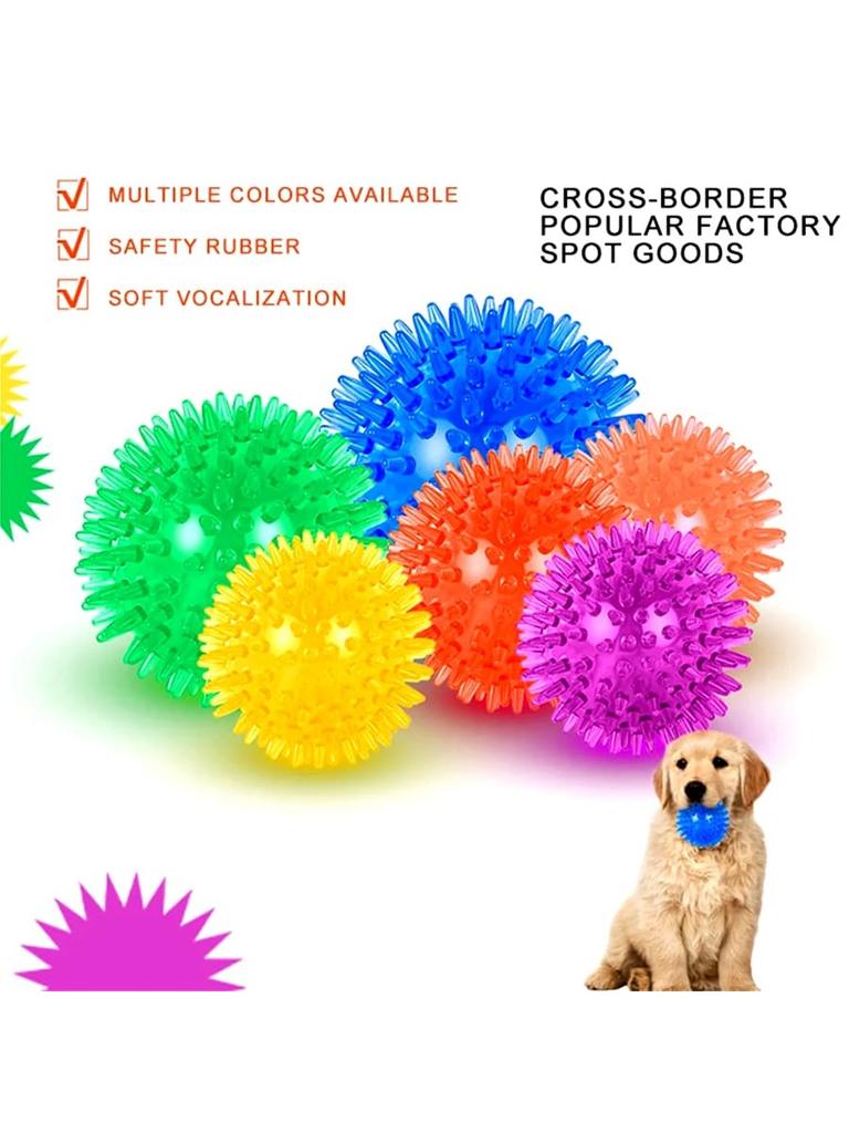 1pc Squeaky Dog Toy Ball (6 Colors), Dog Chew Toy, Aggressive Chewing Teeth Cleaning Toy