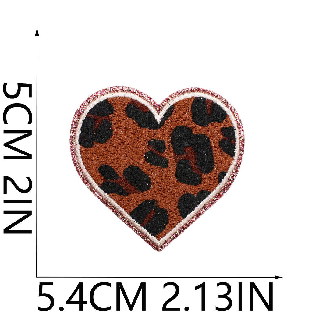 Leopard Print Embroidery Cloth Sticker Grit Leather Five-Pointed Star Patch Sticker Bag With Color Pattern Computer Embroidery Label