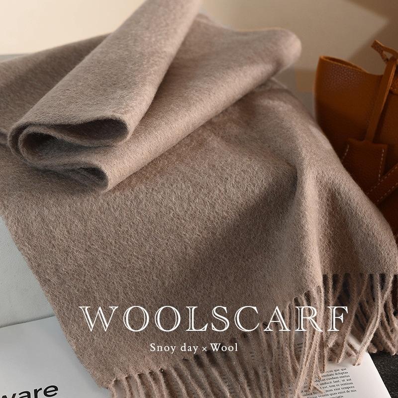 Cachecol Tricotado Feminino 100% Lã Inverno Cachecóis Quentes Design Cor Sólida Brilhante Xale Espesso Caxemira Macia Pashmina Pescoço NOVO