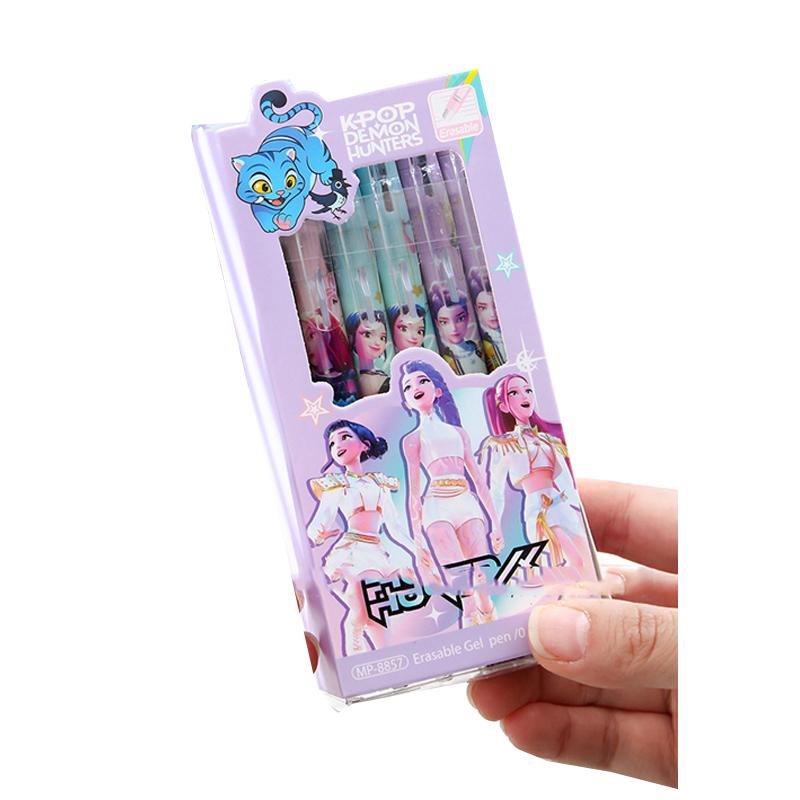 6 Stück Niedliche Kawaii Radierbare Stifte - Anime Charakter Harz Friktions-Gelstifte, Trendige Blaue Tinte Schulbedarf für Mädchen, Kinder Liebhaber