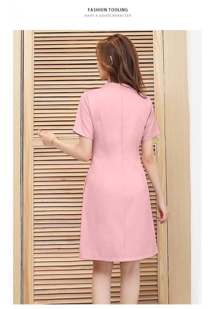 V-Neck Women's Professional Salon and Hotel Dress - Autumn Fashion Overalls Skirt
