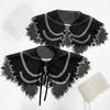 Embroidered Half Shirt False Collar Black Spread Lapel Versatile Art Collar Sweet Shawl False Decorative Shawl