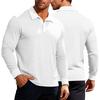 Men S Long Sleeve Waffle Knit Polo Shirt Casual Vacation Style
