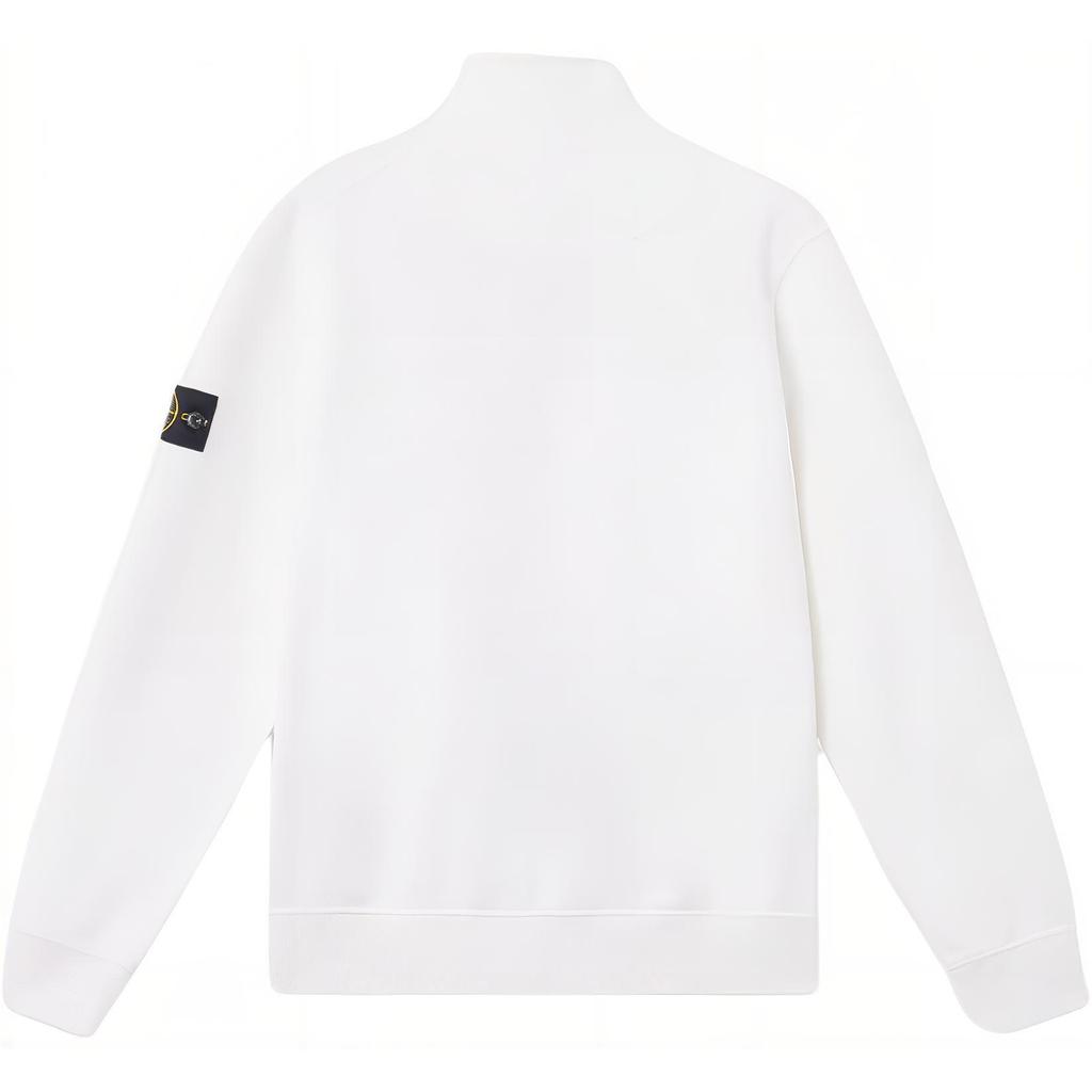 STONE ISLAND Solid Color Badge Zip Stand Collar Long Sleeve Sweatshirt Men Sweatshirts White K1S156100643S0051V0001