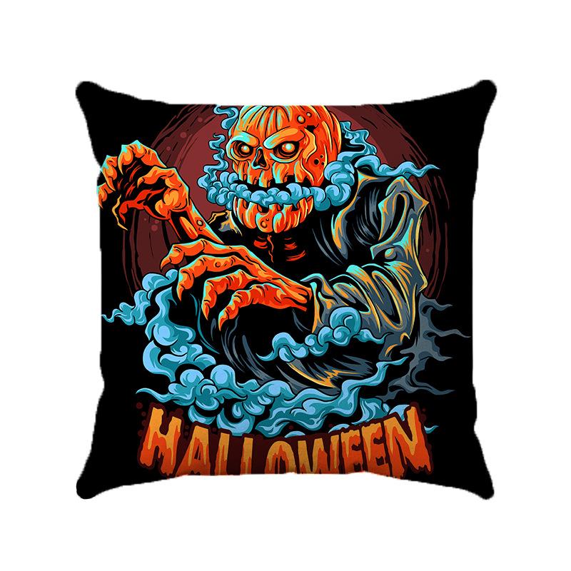 Cartoon Halloween Design Digital Printing Short Plush Pillow Covers Decorative For Car Sofa Office Cushion Cover Home Goods