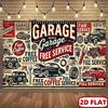 2D Old School Garage Backdrop, Classic Auto Shop Party and Photography Background