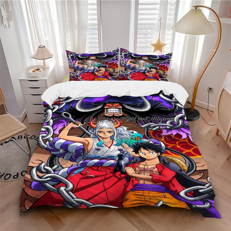3Pcs One Piece Adventure Bedding Set Soft Fabric Duvet Cover Pillowcases Home Christmas Xmas Halloween Gift 1 Duvet Cover 2 Pillowcase L122