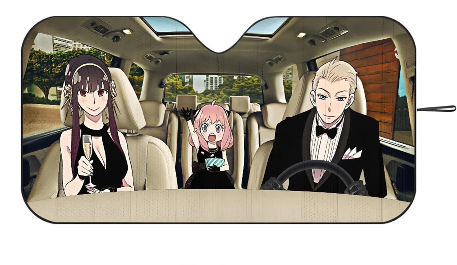 

S-Spy X Family Anime Car Sun Shade Windshield Foldable 3 Layer Insulated Sun Shade Suction Cup Block Ray Sun (Z5) One size